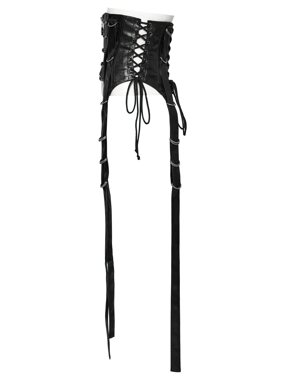 Gothic Faux Leather Corset with Straps and Metal Accents