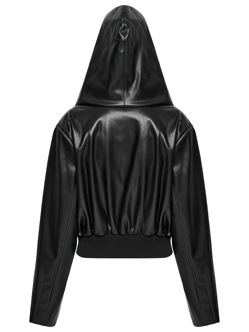 Gothic Faux Leather Jacket with Skull-Studded Brim