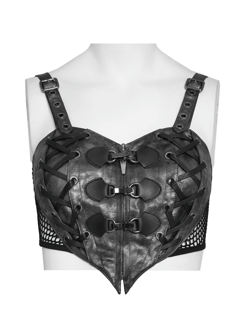 Gothic Faux Leather Lace Up Buckle Bralette Top