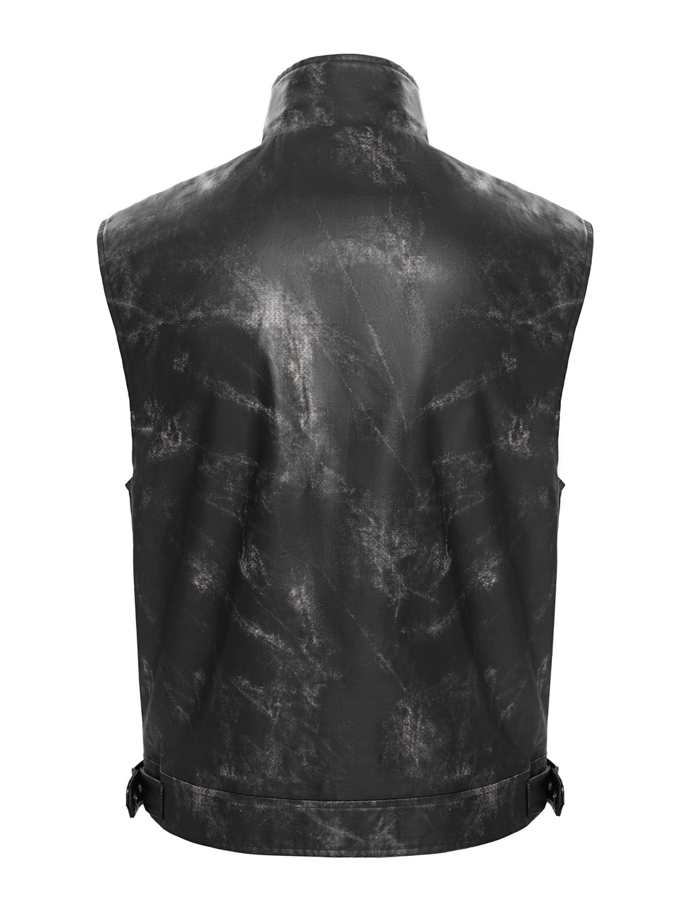 Gothic Faux Leather Vest with Zipper and Lace-Up Sides