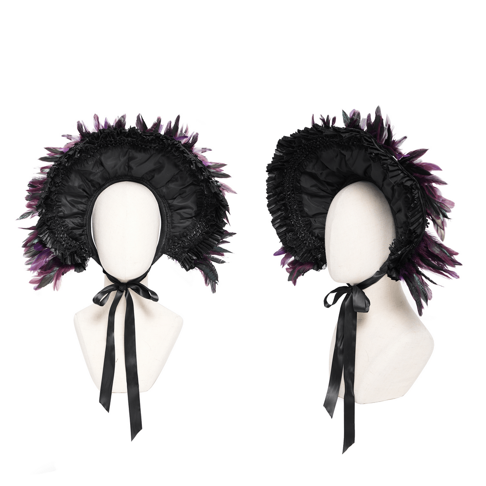 Gothic Feather Halo Bonnet Headdress for Women