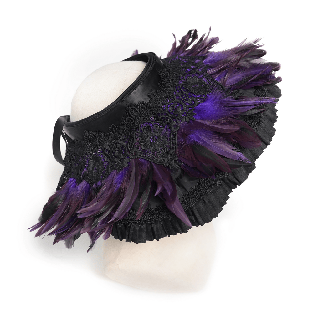 Gothic Feather Halo Bonnet Headdress for Women