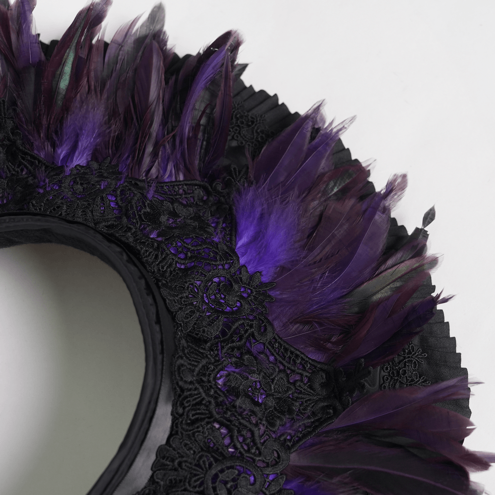 Gothic Feather Halo Bonnet Headdress for Women