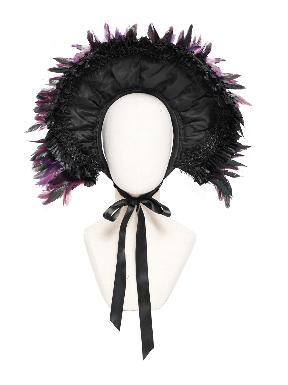 Gothic Feather Halo Bonnet Headdress for Women