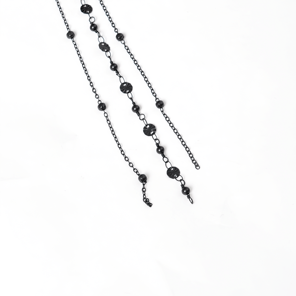 Gothic Feathered Headpiece with Chain and Cross Ornaments