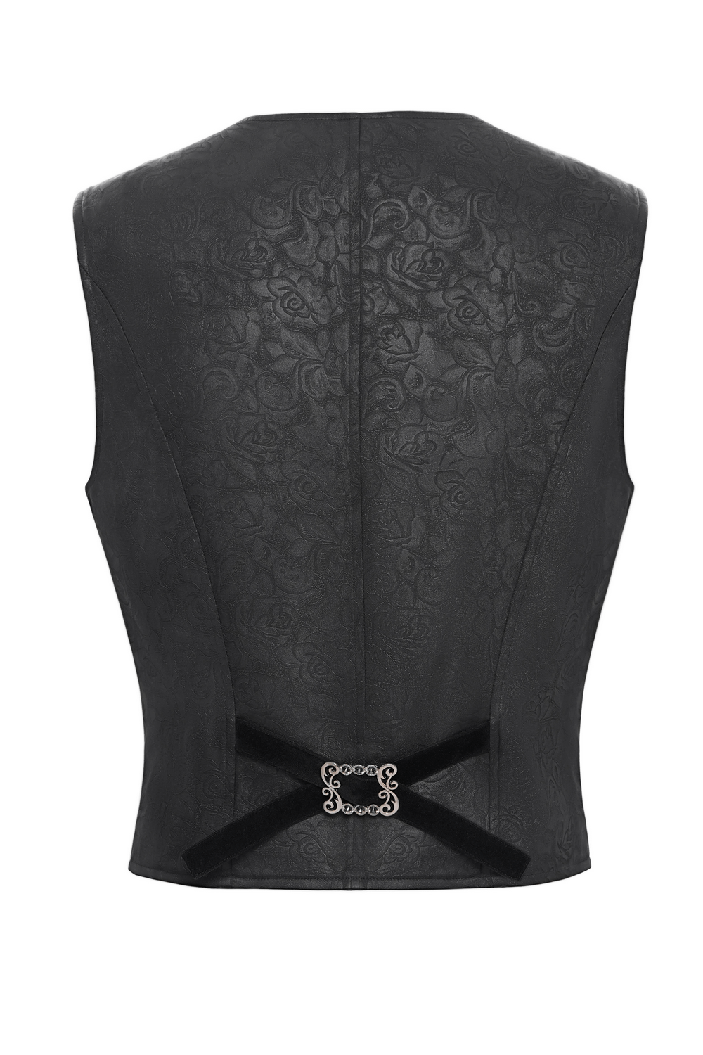 Gothic Floral Waistcoat with Velvet Straps and Cross Detail