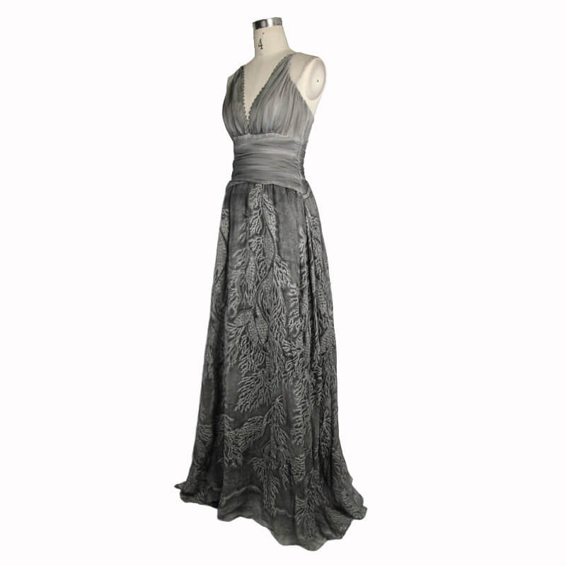 Gothic Gray Sexy Deep V Backless Dress for Women / Ladies Long Dress / Punk Fashion