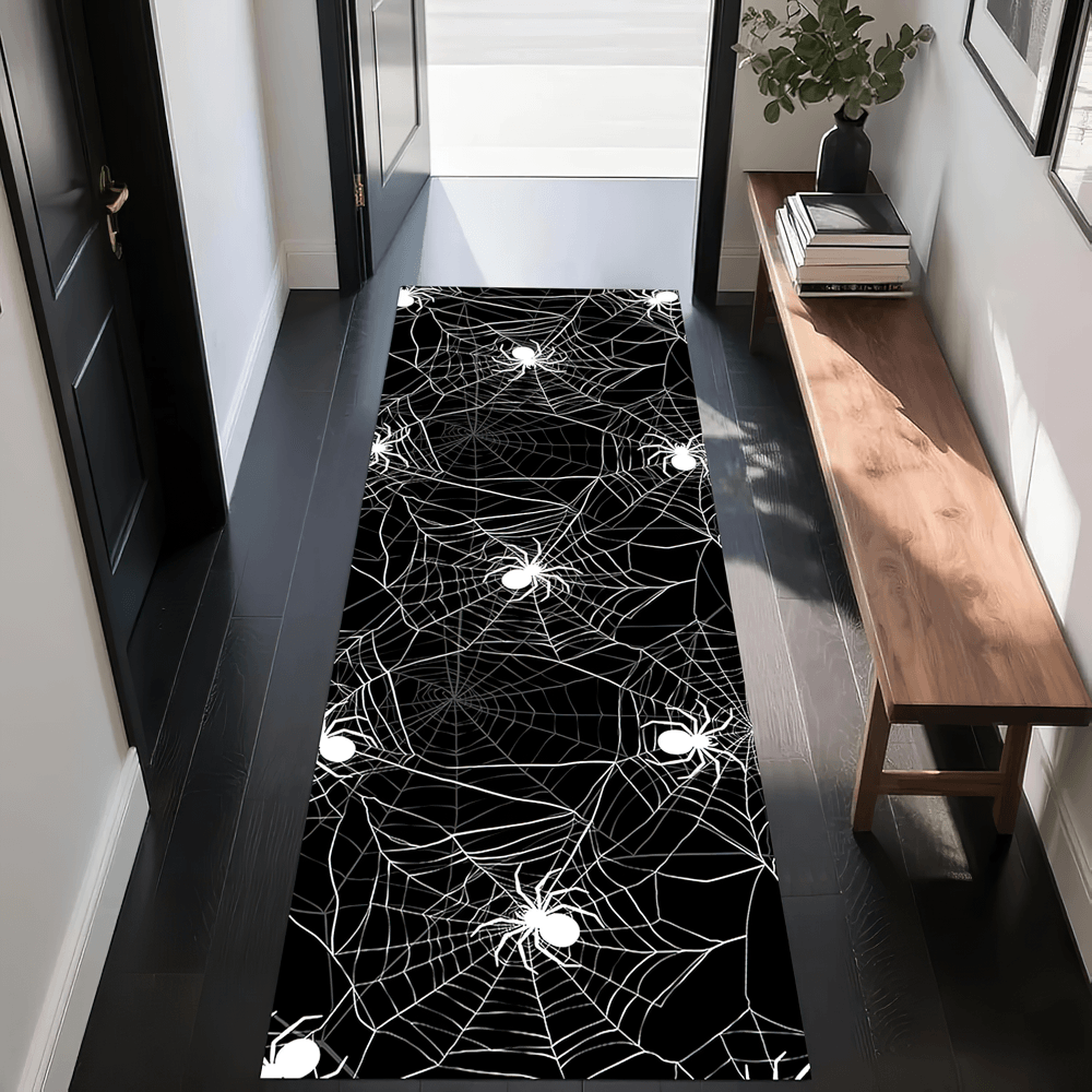 Gothic Hallway Runner Rug with Spooky Art Motifs