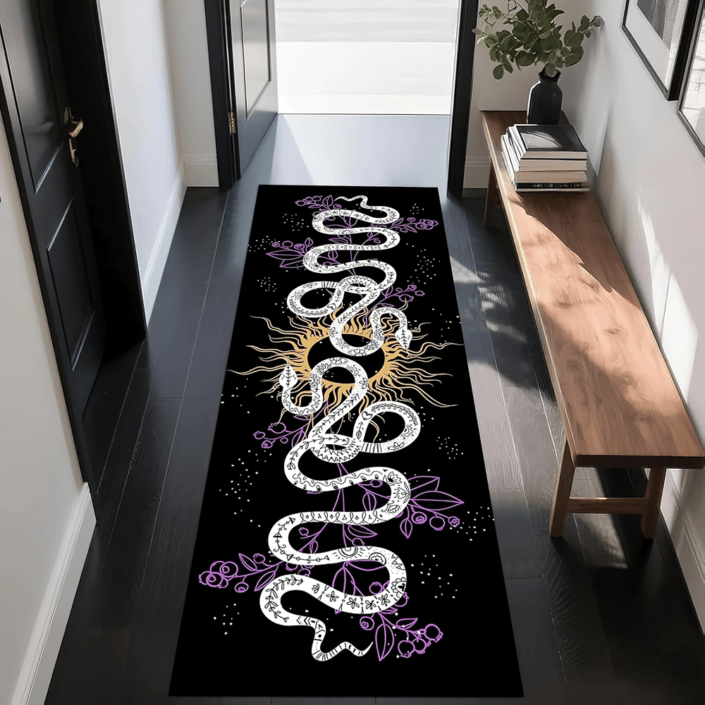 Gothic Hallway Runner Rug with Spooky Art Motifs