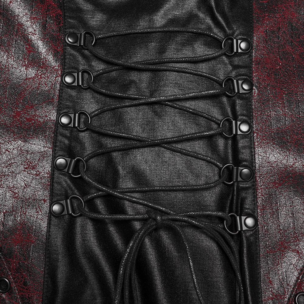 Gothic Halter Dress with Lace-Up Waist and Zipper Split