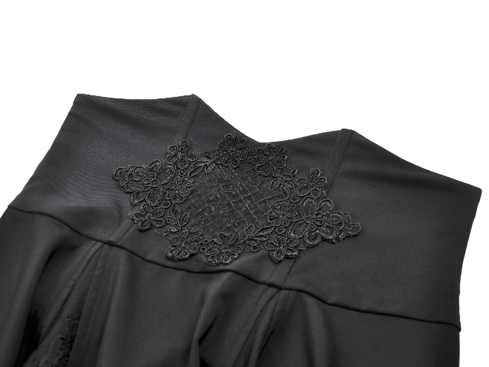 Gothic High Waist Maxi Skirt with Lace Panels