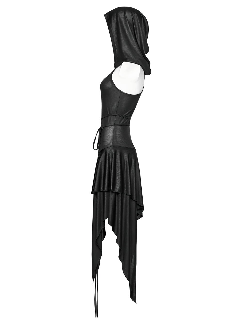 Gothic Hooded Asymmetric Mesh Dress for Women
