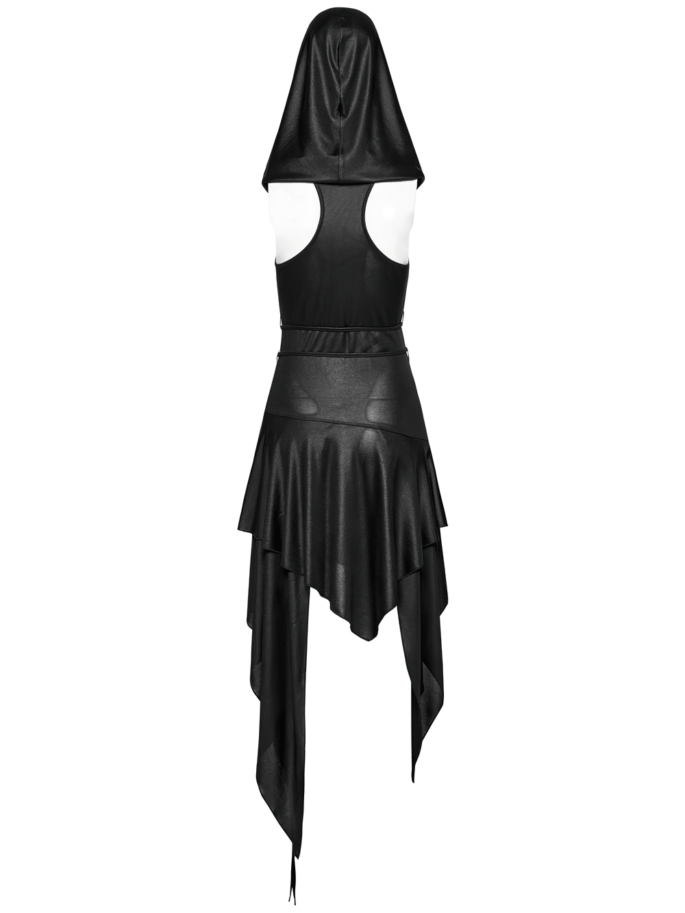 Gothic Hooded Asymmetric Mesh Dress for Women