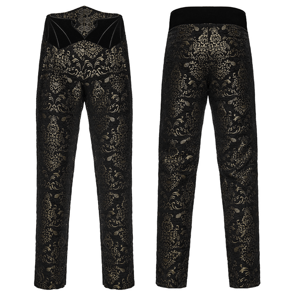 Gothic Jacquard Embroidered Black Pants with Gold Patterns