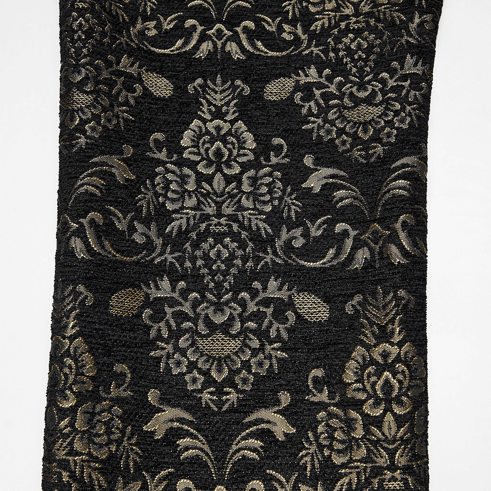 Gothic Jacquard Embroidered Black Pants with Gold Patterns