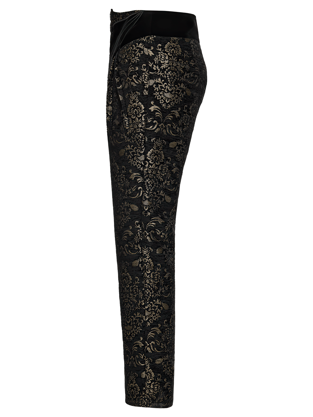 Gothic Jacquard Embroidered Black Pants with Gold Patterns