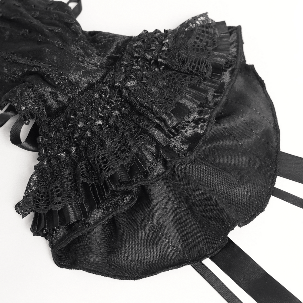 Gothic Lace Arm Warmers with Roses and Ribbons