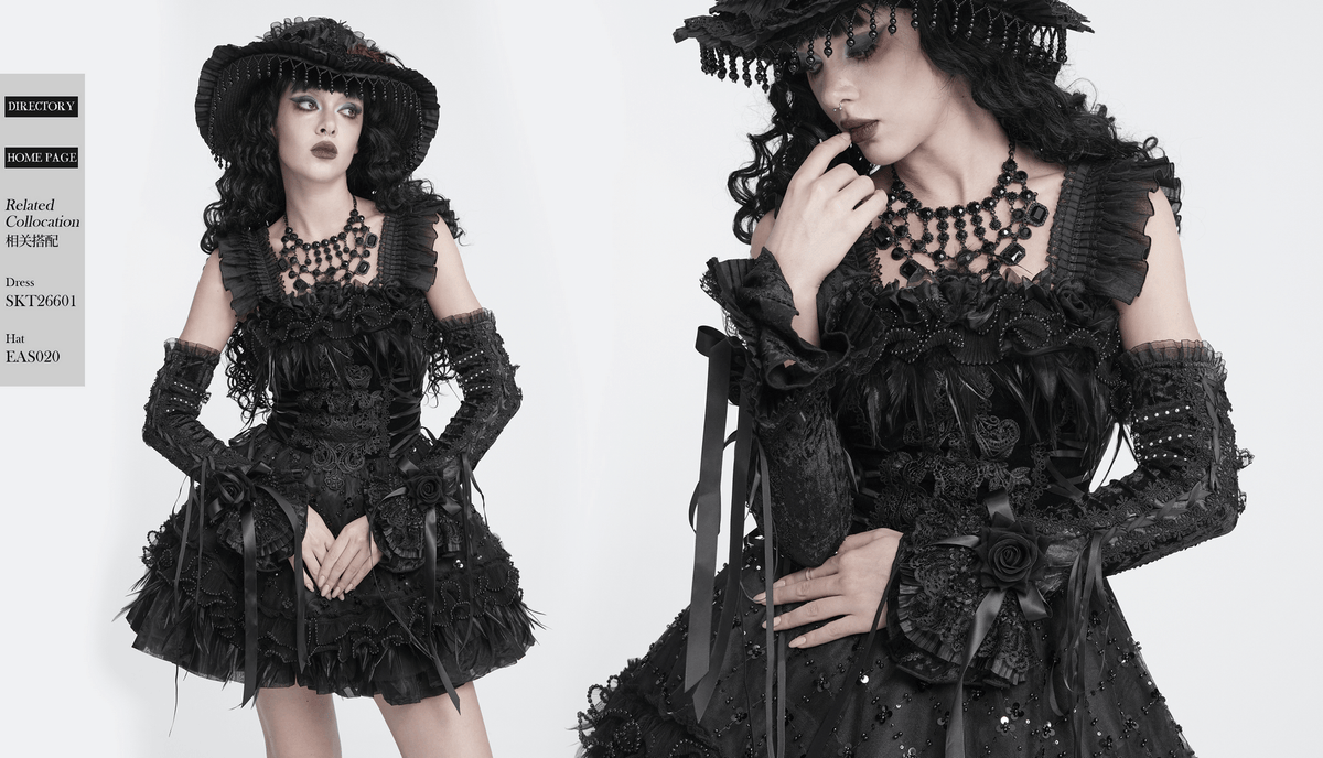 Gothic Lace Arm Warmers with Roses and Ribbons
