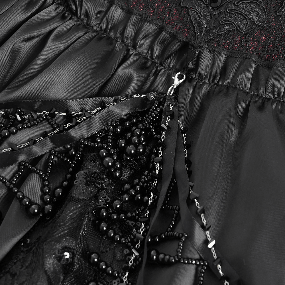 Gothic Lace-Back Maxi Dress with Chain Detail and Lacing