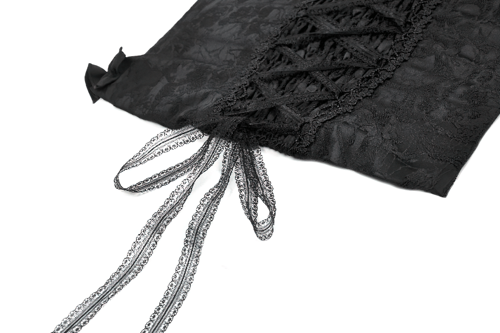 Gothic Lace Corset Top with Adjustable Ribbon Straps