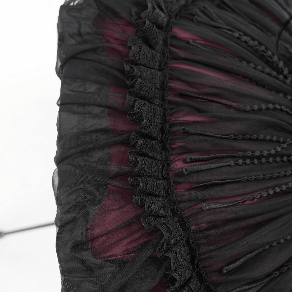 Gothic Lace Fringe Umbrella with Roses and Satin Detail
