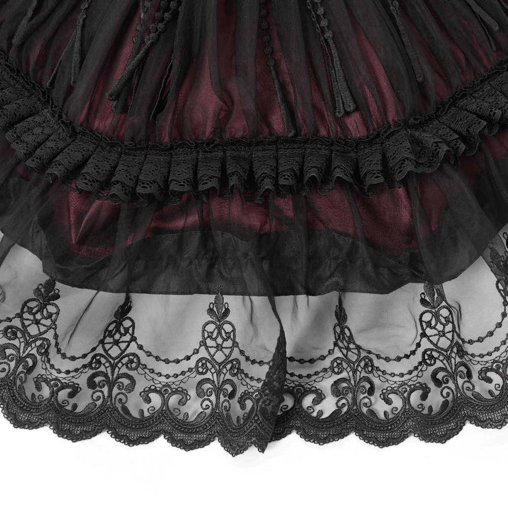 Gothic Lace Fringe Umbrella with Roses and Satin Detail