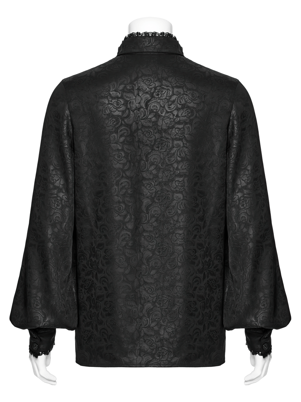 Gothic Lace Front Drawstring Shirt with Stand-up Collar