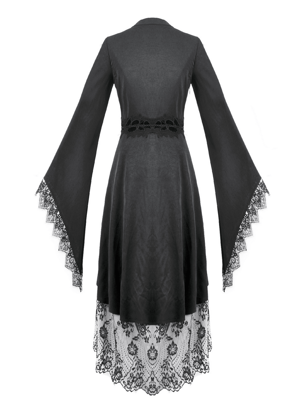 Gothic Lace Kimono Sleeved High Low Midi Dress