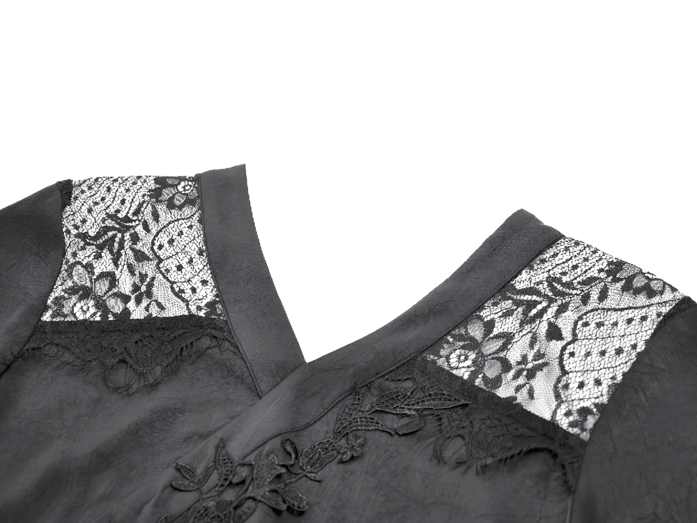 Gothic Lace Kimono Sleeved High Low Midi Dress