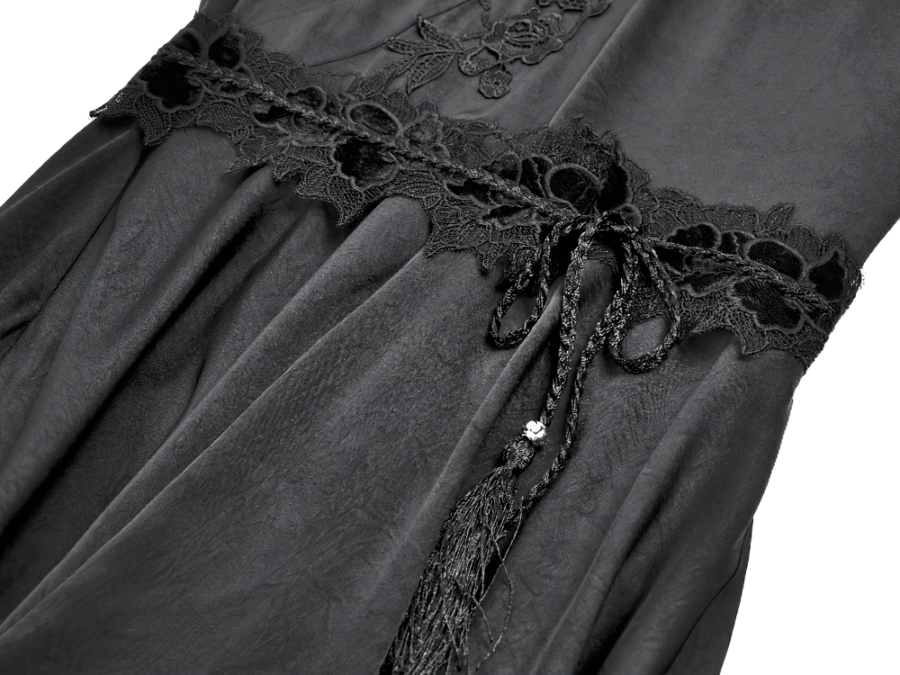 Gothic Lace Kimono Sleeved High Low Midi Dress
