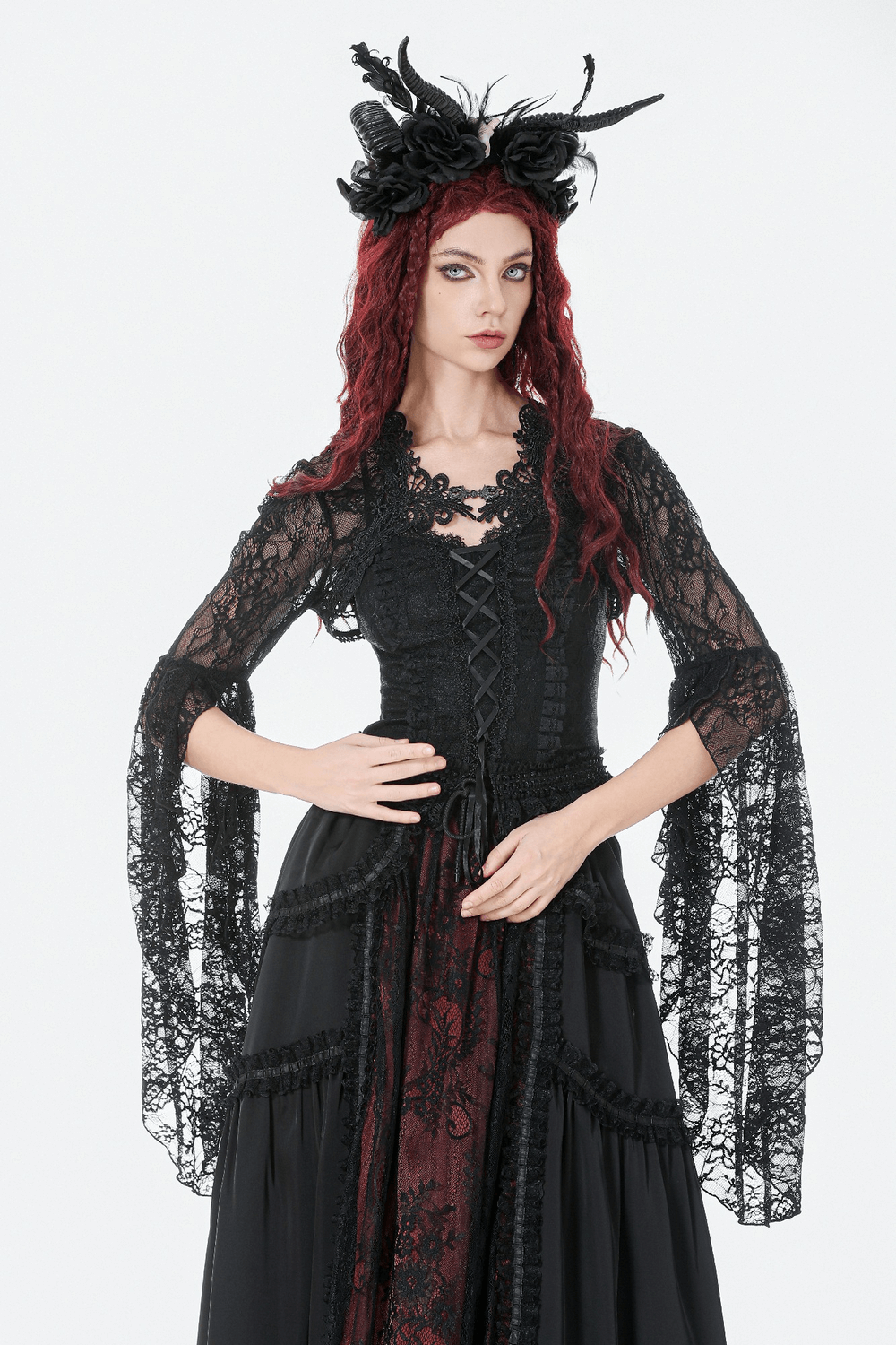 Gothic Lace Shrug Bolero with Dramatic Bell Sleeves