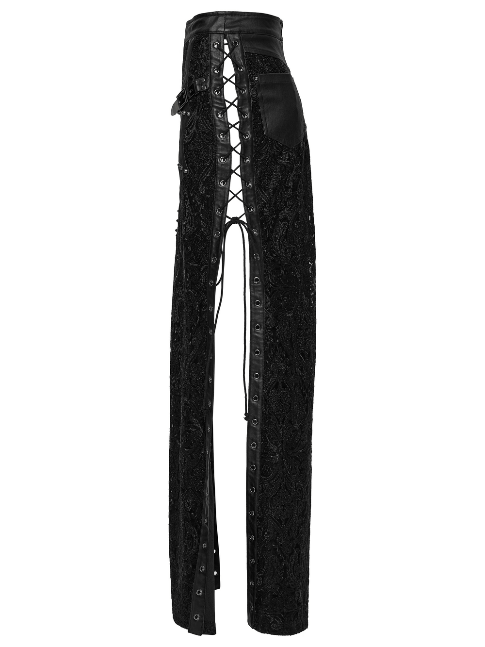 Gothic Lace Skirt with Buckle Detail and Side Slits