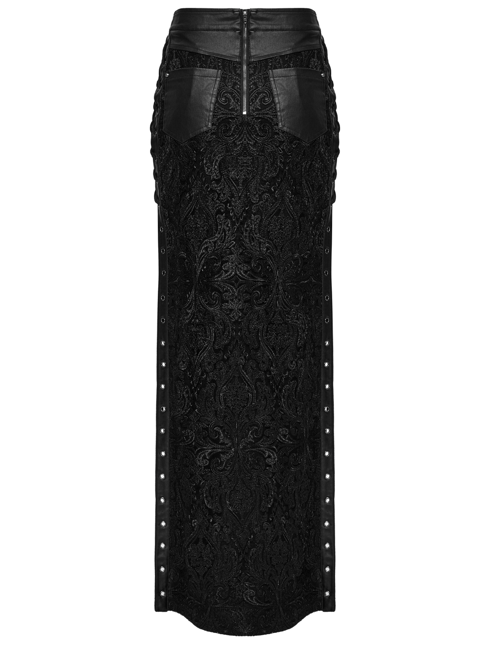 Gothic Lace Skirt with Buckle Detail and Side Slits
