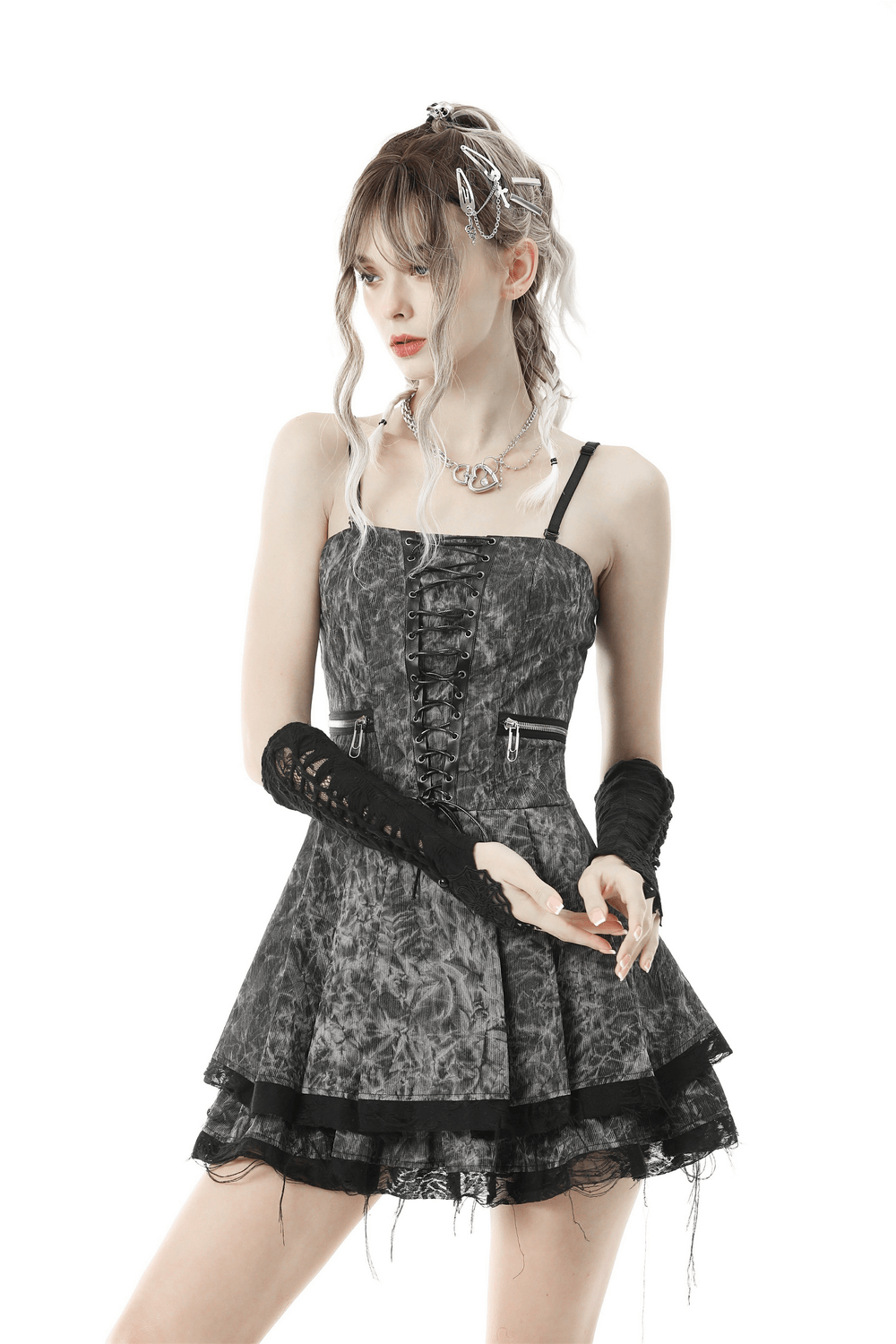 Gothic Lace Spiderweb Fingerless Gloves for Women