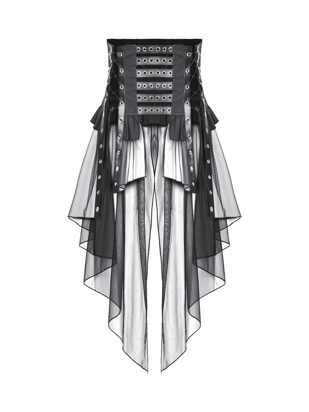 Gothic Lace-Up Corset Belt with Layered Tulle Skirt