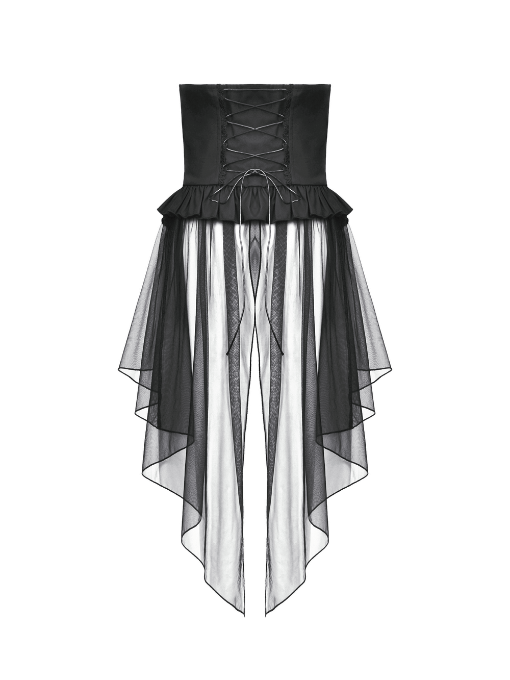 Gothic Lace-Up Corset Belt with Layered Tulle Skirt