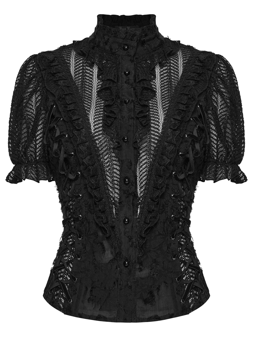 Gothic Lace-Up Decadent Shirt with Bubble Sleeves
