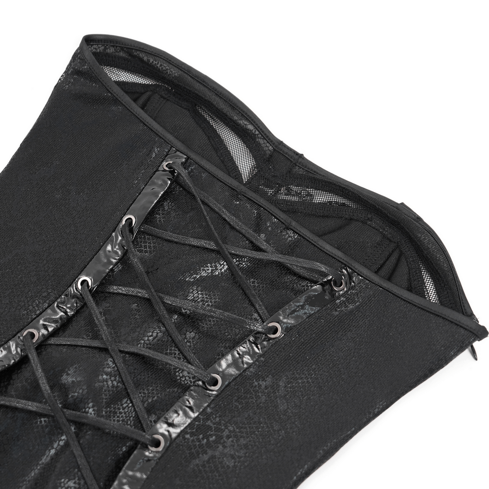 Gothic Lace-Up Maxi Dress with Chain and Corset Details
