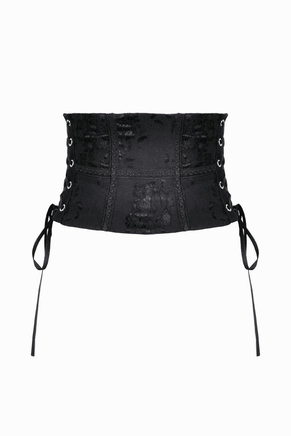 Gothic Lace-Up Waist Corset with Zipper and Satin Ribbons
