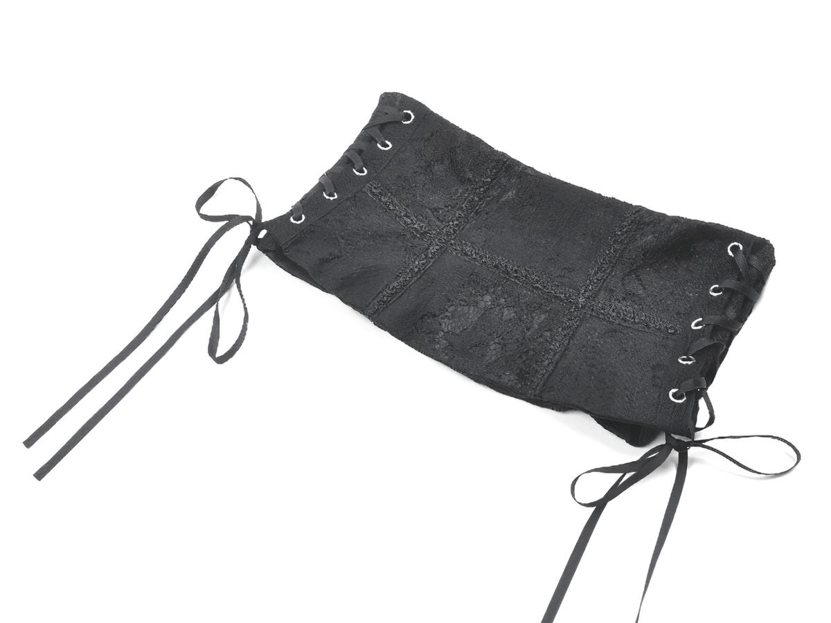 Gothic Lace-Up Waist Corset with Zipper and Satin Ribbons