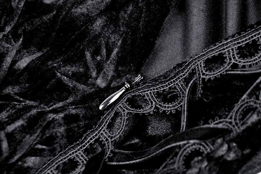 Gothic Lace Velvet Maxi Dress with Ruffled Hem