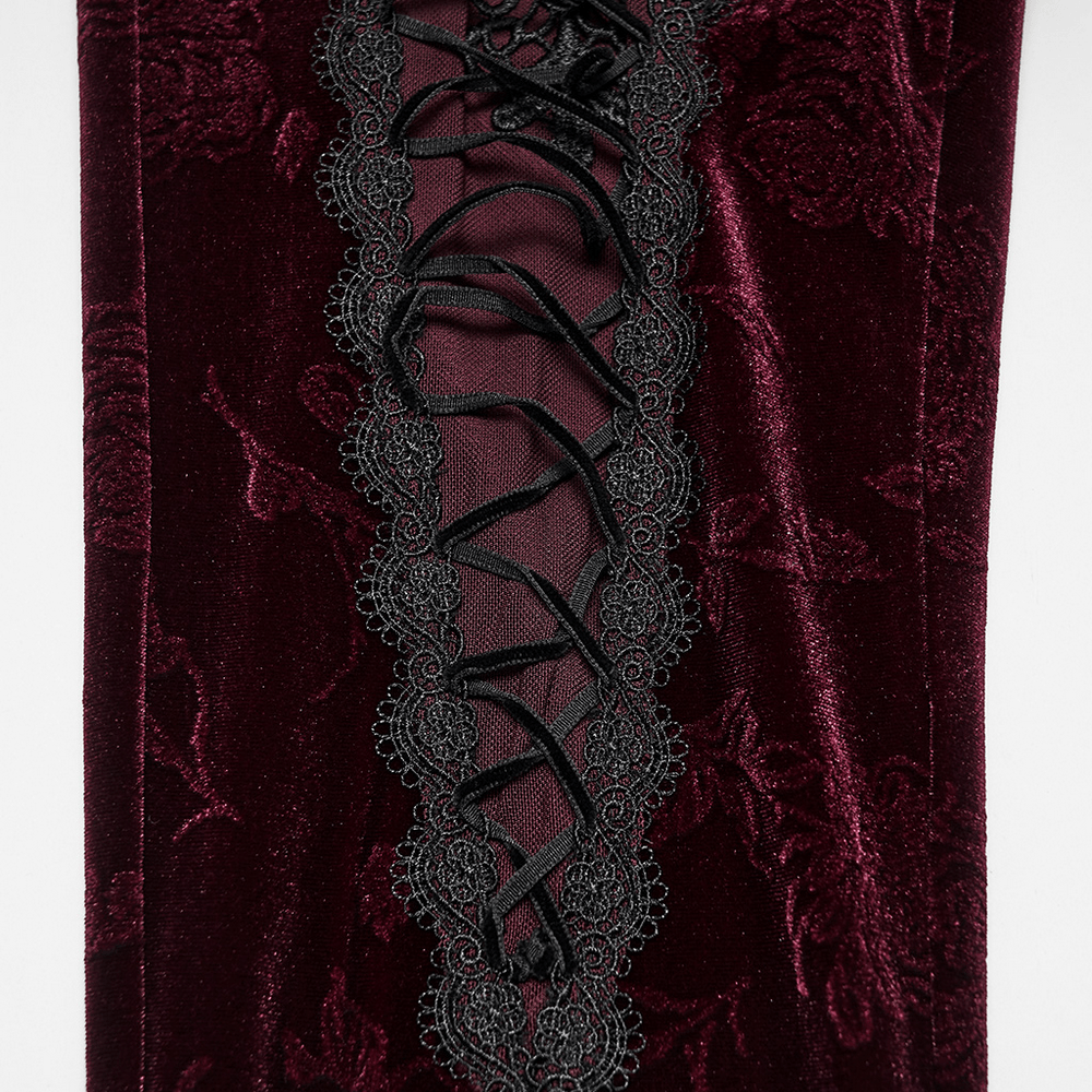 Gothic Leggings with Black Lace and Crystal Pendant