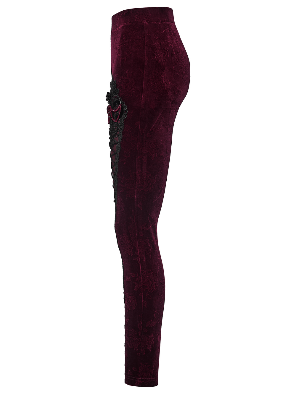 Gothic Leggings with Black Lace and Crystal Pendant