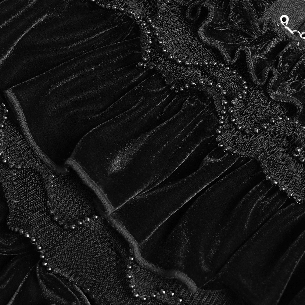 Gothic Lolita Velvet Ruffle Shorts with Lace Trim
