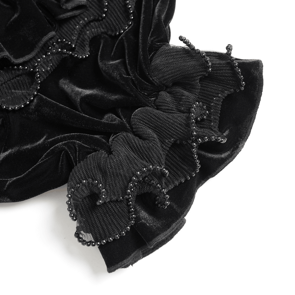 Gothic Lolita Velvet Ruffle Shorts with Lace Trim