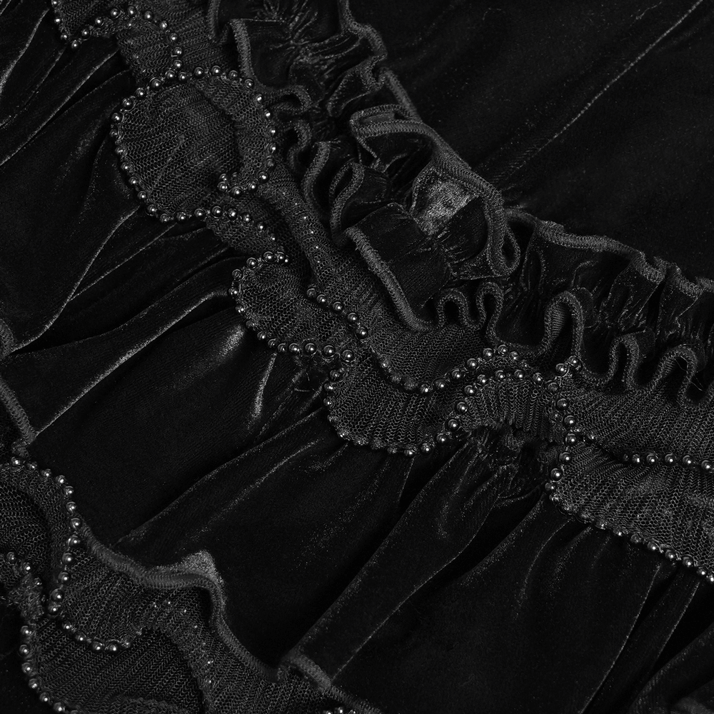 Gothic Lolita Velvet Ruffle Shorts with Lace Trim