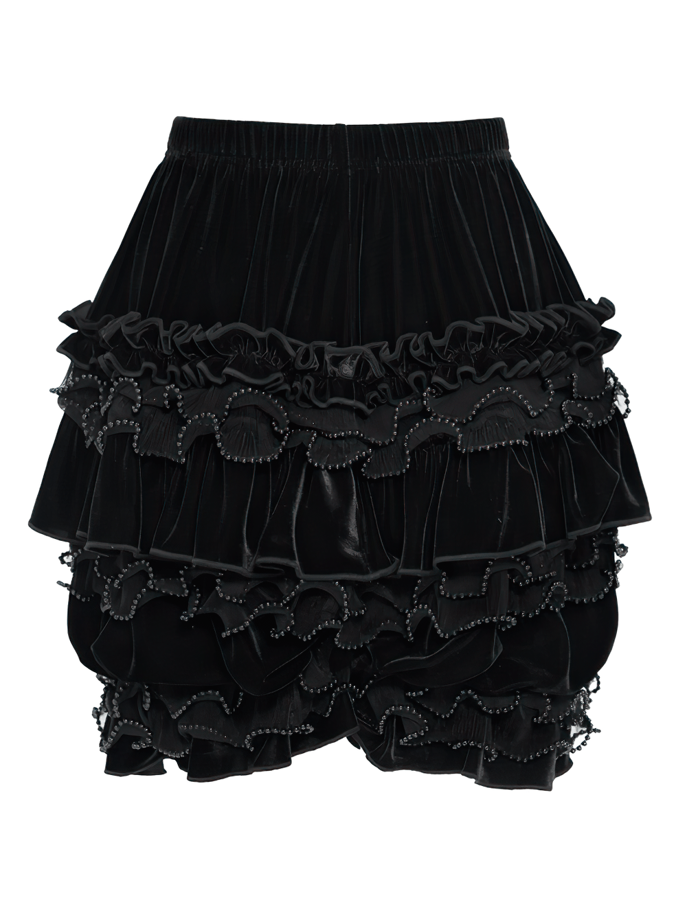 Gothic Lolita Velvet Ruffle Shorts with Lace Trim