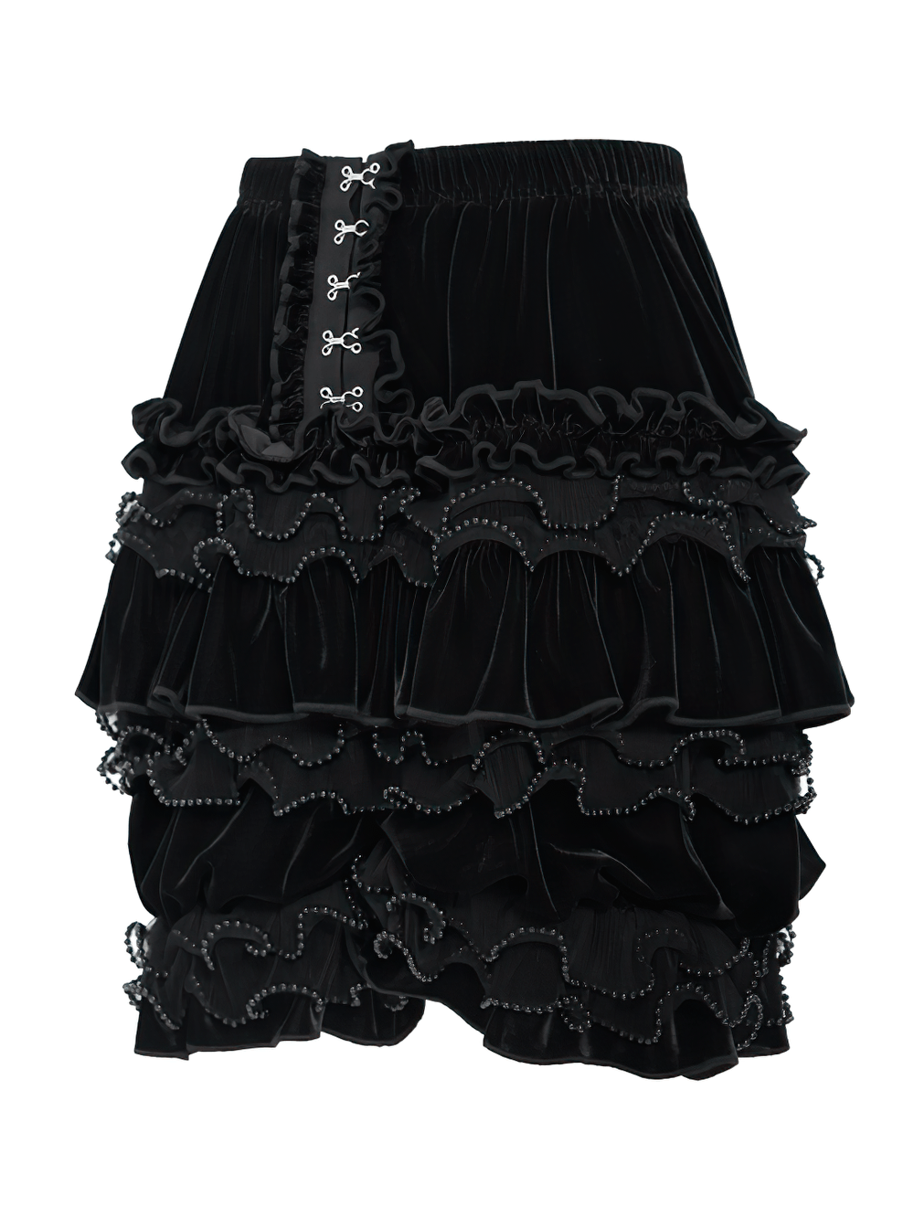 Gothic Lolita Velvet Ruffle Shorts with Lace Trim