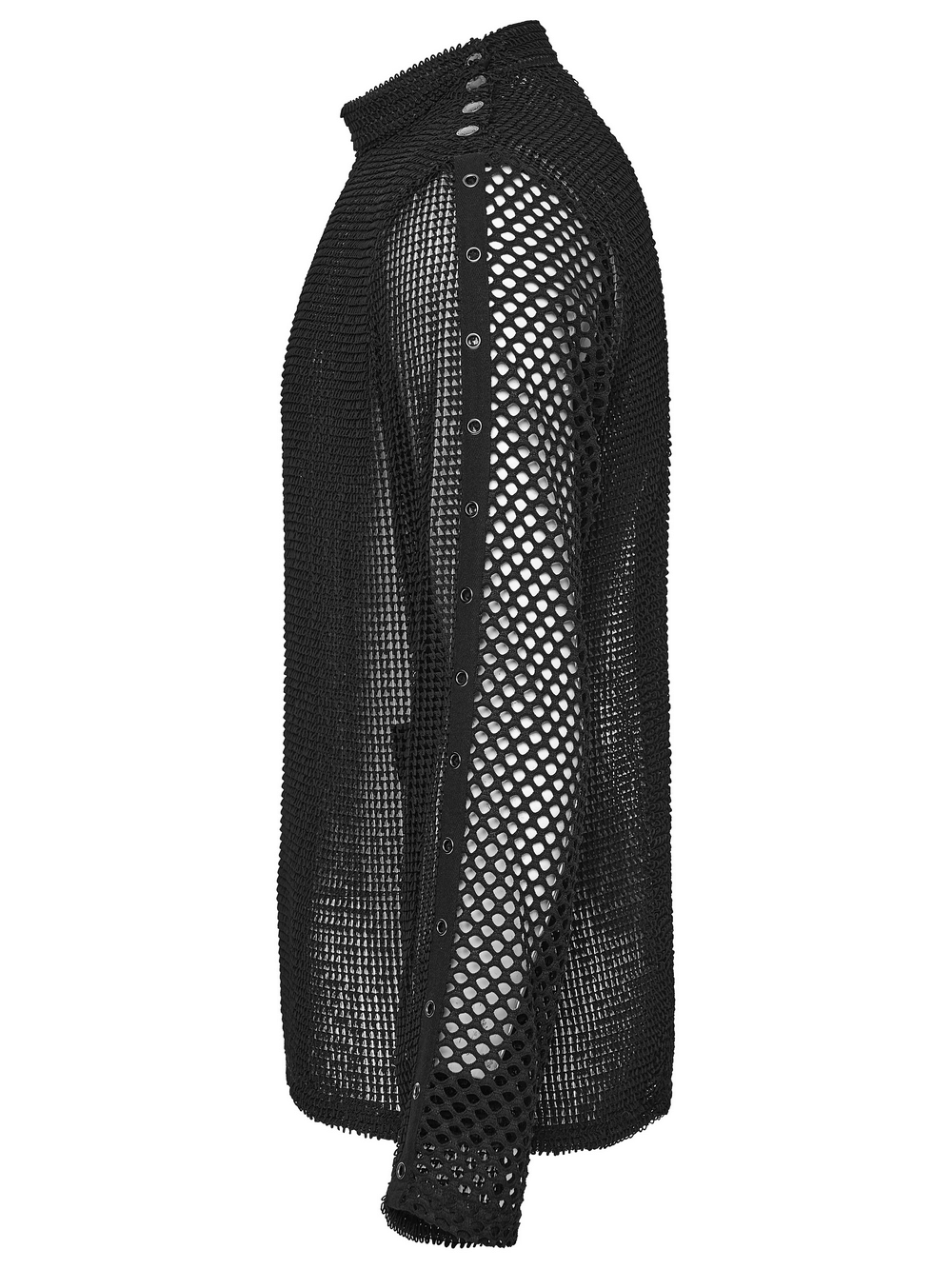 Gothic Long Sleeve Black Mesh Top with Eyelet Straps