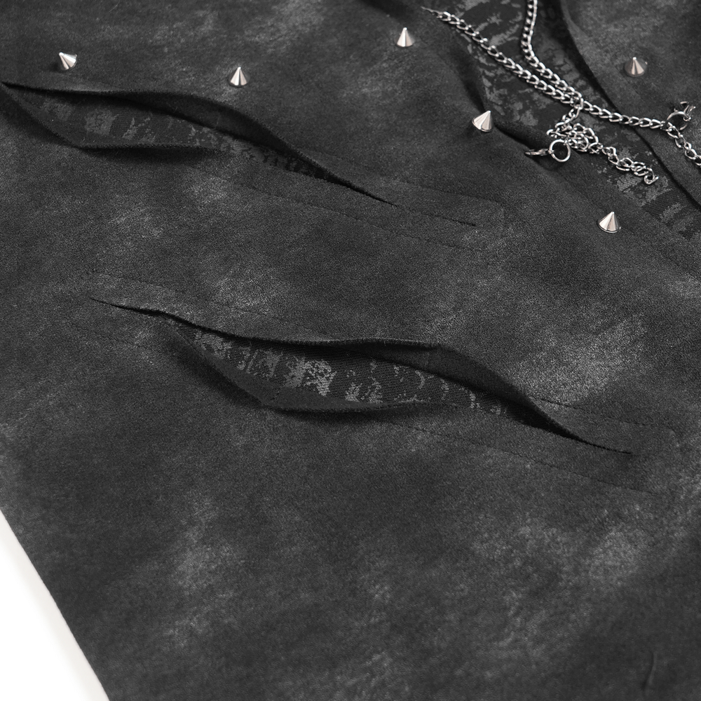 Gothic Long Sleeve Top with Chains and Cutout Design